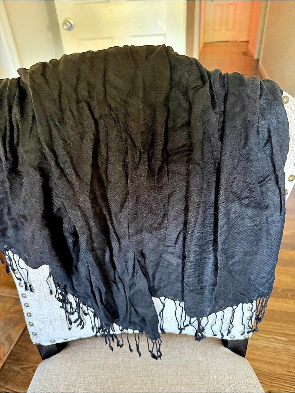 Classic Black Fringed Scarf